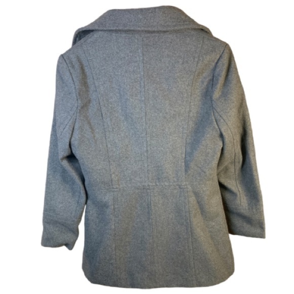 Ladies Grey Pea Coat Size Medium Alpine Swiss Double Breasted Wool Blend Jacket - Picture 2 of 8